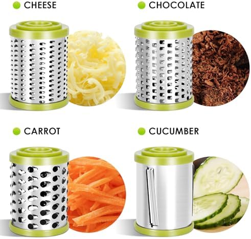 Hand Crank Rotary Cheese Grater with 4 Stainless Steel Drums