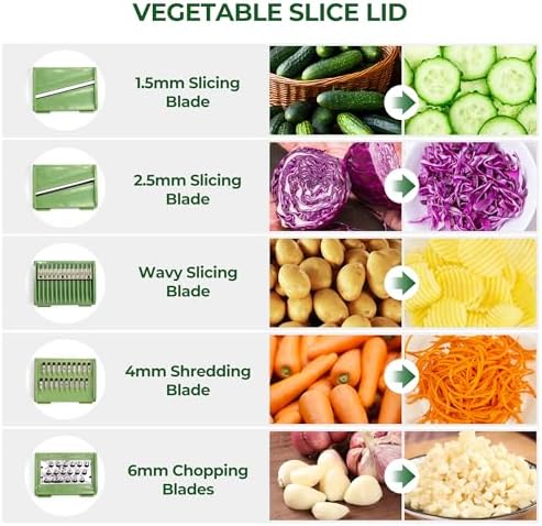 SUSTEAS Salad Spinner Large, Lettuce Spinner with 5 Blade Slicer, 5Qt