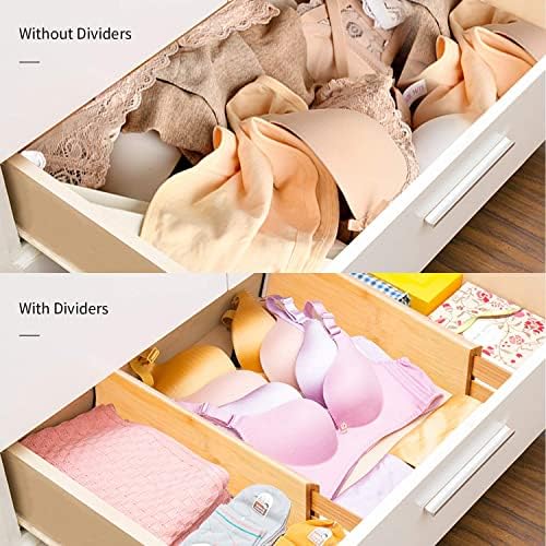 Utoplike 4 pcs Bamboo Kitchen Drawer Dividers Cutlery Tray Silverware