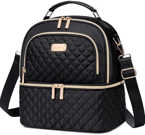 Lunch Bag for Women,Double Decker Lunch Box, Insulated Lunchbag