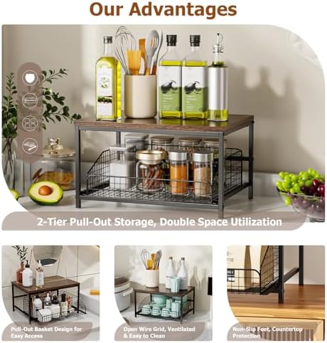 KLM Pull Out Spice Rack Organizer, Brown