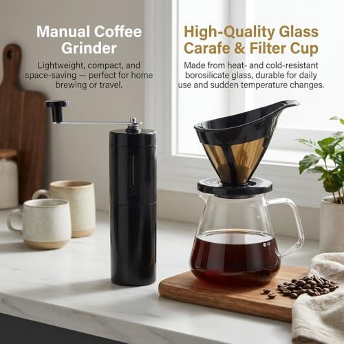 Manual Pour Over Coffee Dripper Set with Grinder