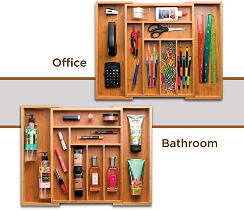 Bamboo Expandable Silverware Organizer, 8 Compartments, 17 Inch