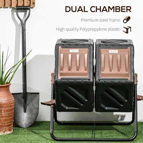 Outsunny 34.5 Gallon Dual Chamber Compost Tumbler