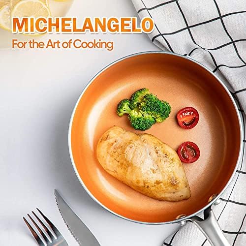 MICHELANGELO Frying Pan with Lid, Nonstick 8 Inch Frying Pan with