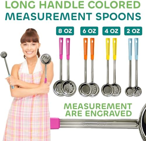 Portion Control Serving Spoons, 8 Piece Set Stainless Steel Measuring