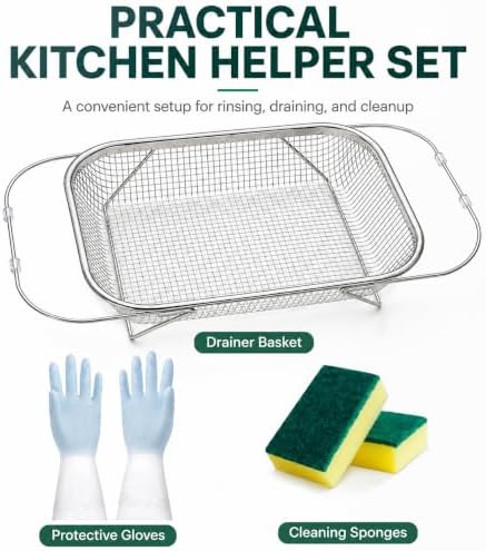 Stainless Steel Telescopic Drainer Basket, Expandable Sink Colander,M
