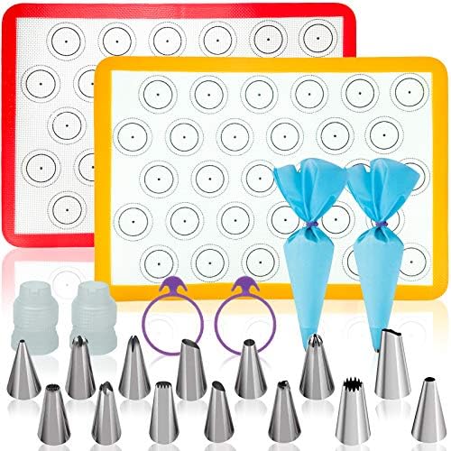 22 Pcs Macaron Baking Kit Silicone Mat, Macaron Baking Supplies