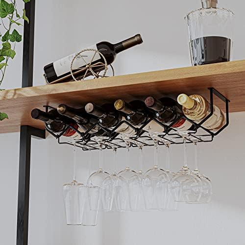 Wallniture Piccola Under Cabinet Wine Rack & Glasses Holder, Kitchen