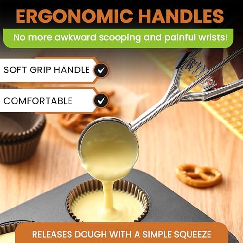 Spring Chef Large Stainless Steel Cookie Scoop, #20, 2.93 Tablespoon