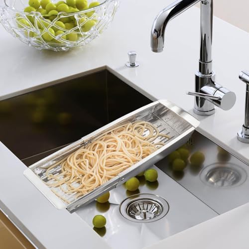 Stainless Steel Sink Strainer - Over the Sink Colander Stainless Steel