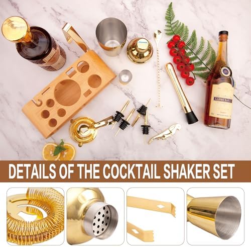 JNWINOG 12Pcs-Cocktail Shaker Set Stainless Steel Bartending Kit