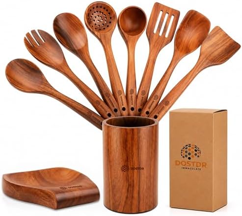10-Piece Teak Wood Cooking Utensil Set