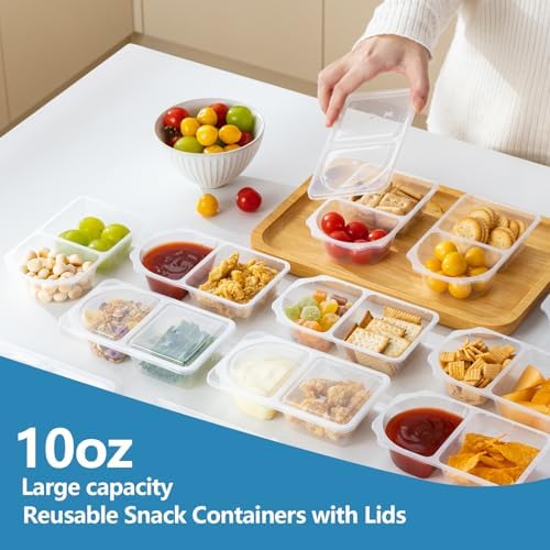 TAIHUIMY 10 oz Reusable Snack Containers with Lids for Kid, 2