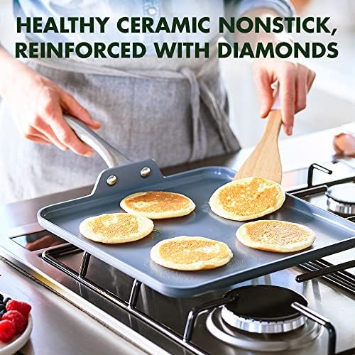 GreenPan Lima Hard Anodized 11” Square Griddle Pan, Ceramic Nonstick