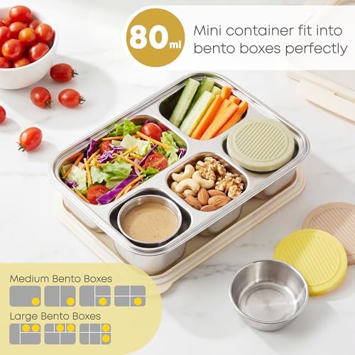 6-Pack Salad Dressing Container To Go (2.7 oz), Stainless Steel