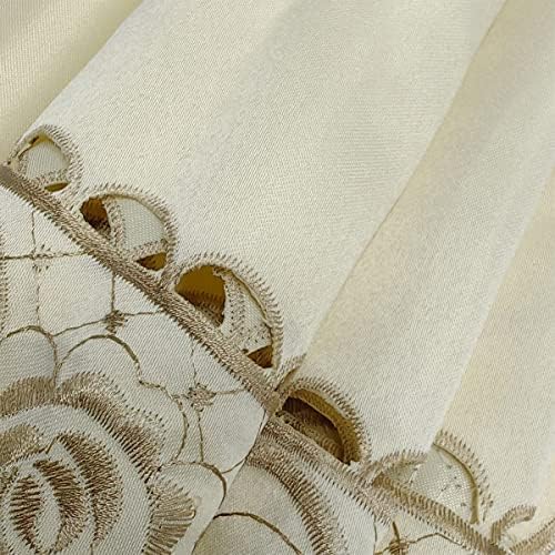 sandweek Round Table Cloth Flower Embroidered Lace Tablecloth Wrinkle
