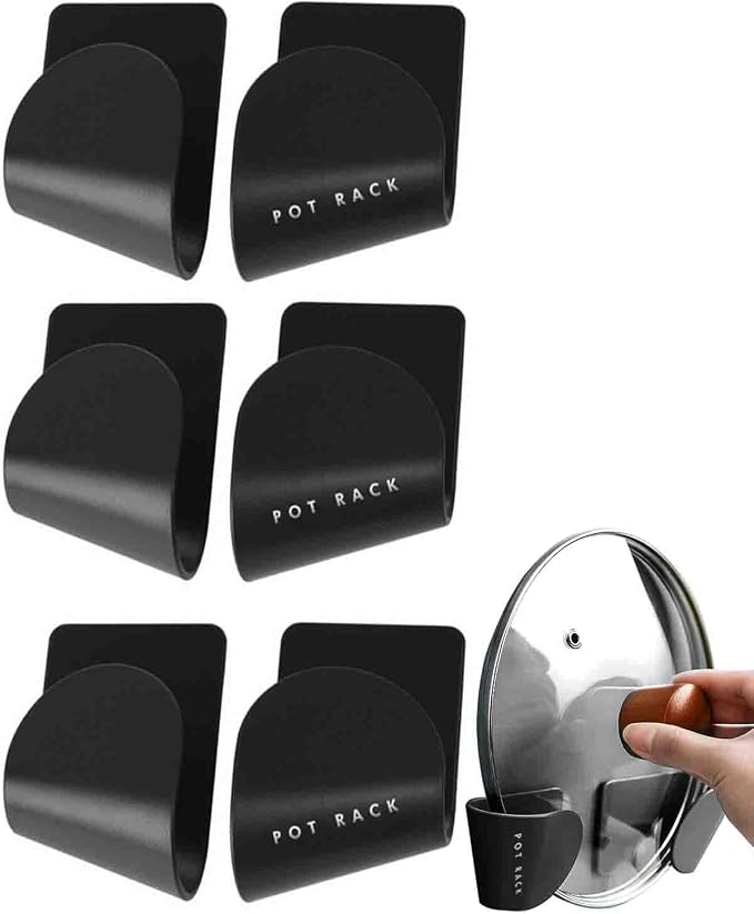 Tendiren Pot Lid Organizer, 3 Pairs of Adjustable Wall Mount Pot Lid Holder by Tendiren