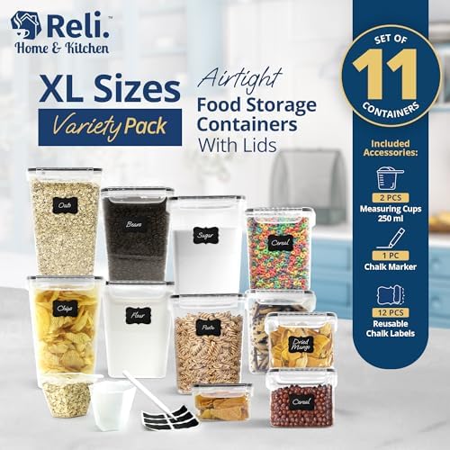 Reli. Storage Containers Kitchen & Pantry 11 Sets | Food Storage with Lids