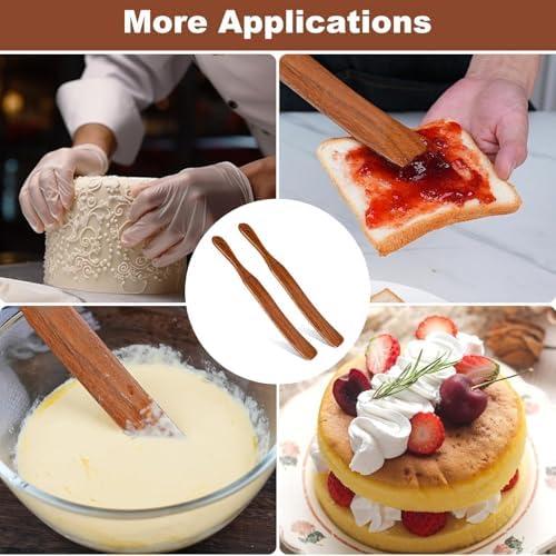2 Pack Wooden Spurtle for Sourdough Starter, Teak Wood