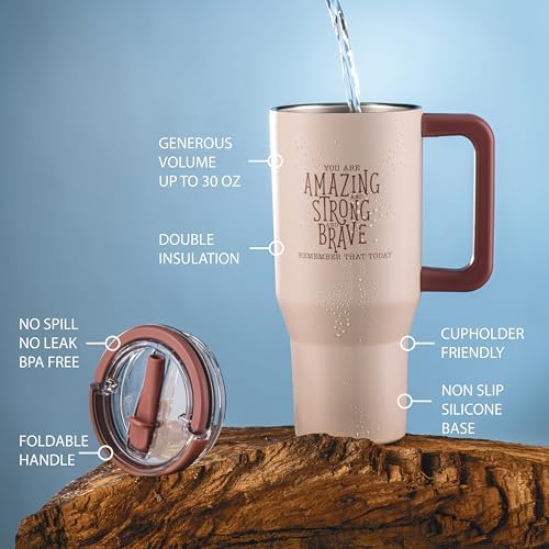 DIVERSEBEE 30 oz Insulated Stainless Steel Tumbler with Lid (Blush)