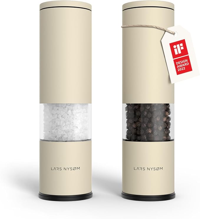 LARS NYSØM Salt and Pepper Grinder Set Manual, Stainless Steel Salt and Pepper by LN