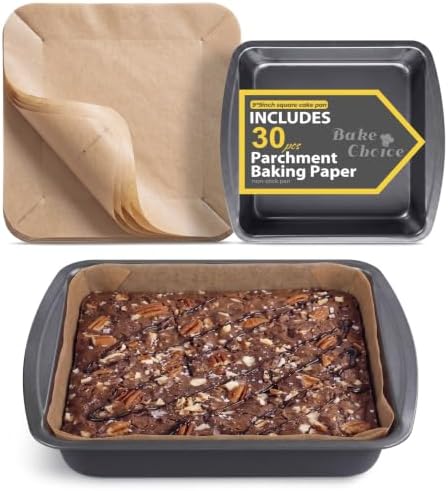 Bake Choice 9 x 9 Square Brownie Pan, Baking Pan with 30 Pcs Pre Cut