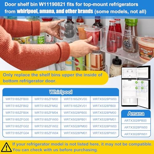 W11190821, W10805889 Door Shelf Bin Compatible with whirlpool, amana