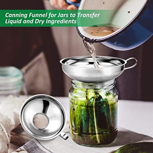 Canning Funnel with Strainer, Food Grade Funnel for Kitchen Use, Metal