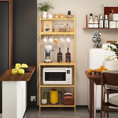 Trironsun Bamboo 5-Tier Bakers Rack, Microwave Stand (Nature)