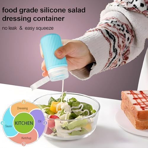 5Pcs Condiment Squeeze Bottles, 2 OZ Salad Dressing Container To Go