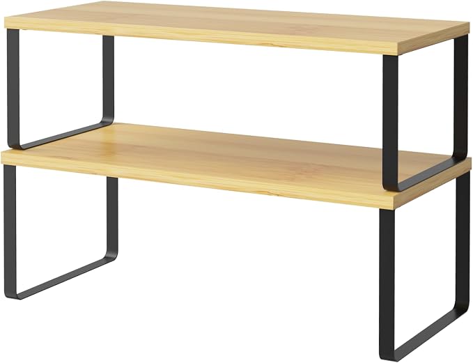 NEX Cabinet Shelf Organizer Set of 2, Kitchen Counter Shelves Spice Rack by NEX