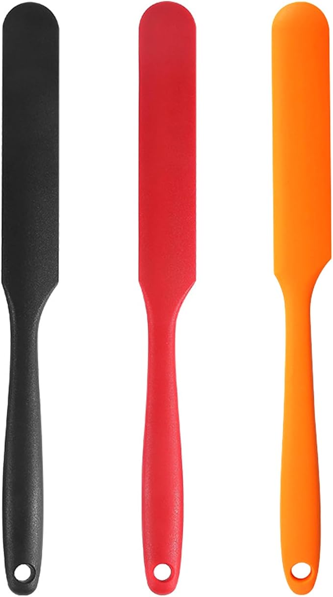 【3 Pack】Silicone Jar Spatula, Long Handle Jar Scraper Spurtle, Sourdough Spatula by Kunovo