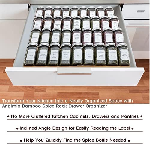 Bamboo Spice Rack Drawer Organizer - 8 Piece Set - 8" or 16" Wide