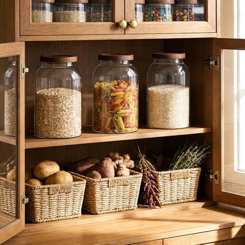 88oz Glass Jars w/Acacia Lids for Flour & Sugar Storage Containers