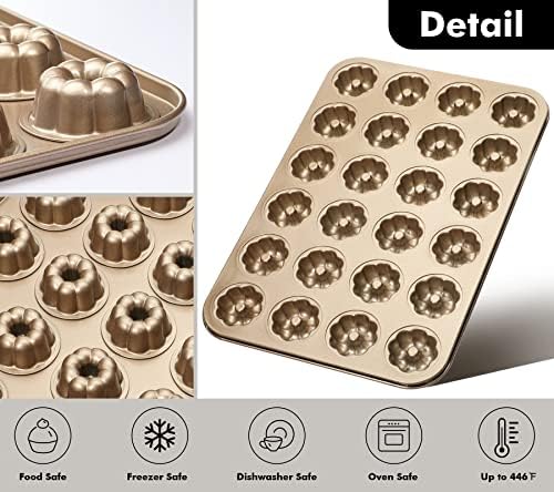 Webake 1.8" Mini Fluted Tube Cake Pan, 24-Cup Non-stick Bite Size