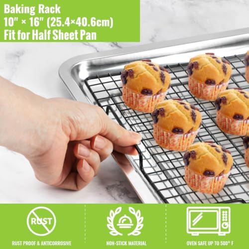 HULISEN Cooling Rack 4-Pack, 16 x 10 Inch Nonstick Baking Rack with