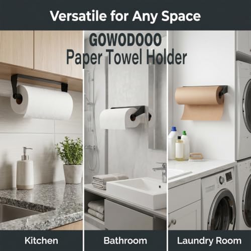Paper Towel Holder, Under Cabinet, Black Stainless Steel