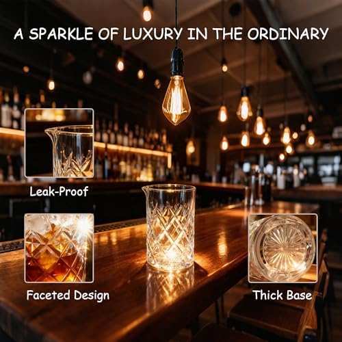 24 Oz Cocktail Mixing Glass Set - Thick Bottom Crystal Clear Bar Tools