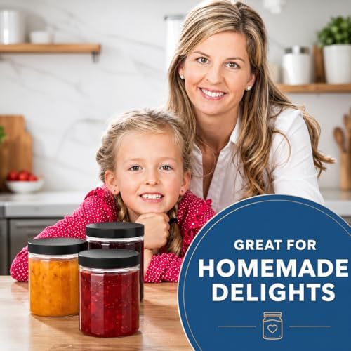 Healthy Packers 6 oz Plastic Jars with Lids | 12-Pack Black Lids