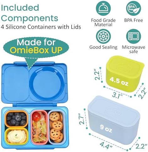 Dip Containers for OmieBox UP bento Box, 4 Pack Leakproof Salad