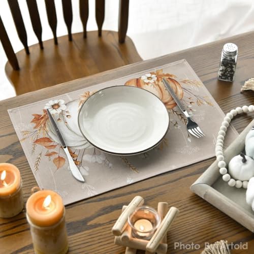 Artoid Mode Camel Pumpkins Wheat Fall Placemats Set of 4-12 x 18 Inch