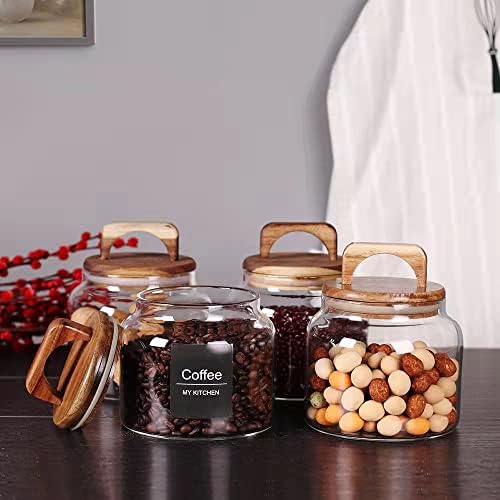 SAIOOL Glass Jars with Airtight Lid [Set of 4],Kitchen Canisters