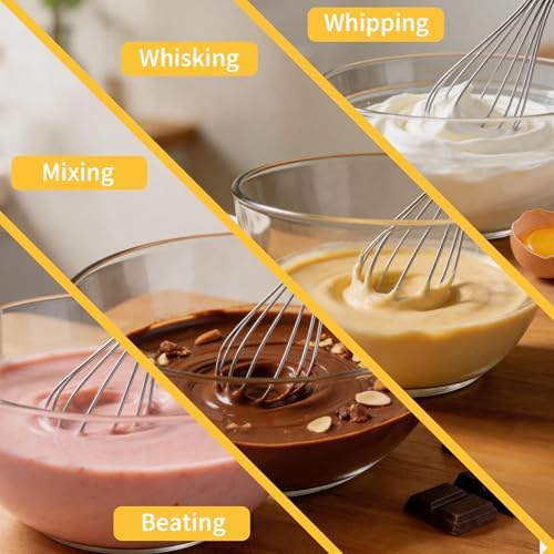 OOKUU Stainless Steel Wire Whisk Set - 3 Packs Balloon Whisk, Thick