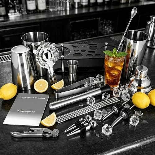 17Pcs Cocktail Shaker Set 750ml, 750/600ml Bartending Kit 25oz