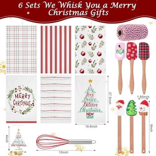 Mimorou 6 Set Christmas Whisks and Spatulas Set Kitchen Gift, Classic