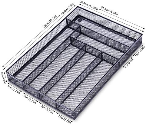 WuGeShop 6 Compartments Metal Mesh Kitchen Flatware Organizer Tray