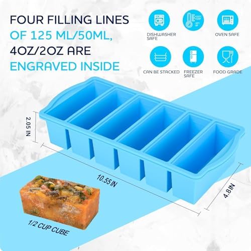 Silicone Freezer Molds with Lid, 1 Cup 2 Cup 1/2 Cup Soup Container