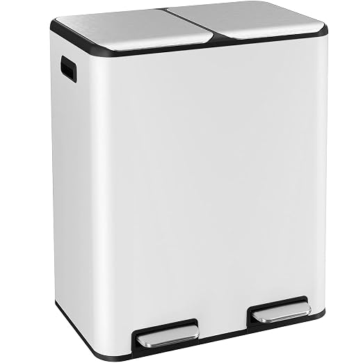 ComfyCorner 16 Gal Dual Trash Can, Stainless Steel Kitchen Garbage Bin by ComfyCorner