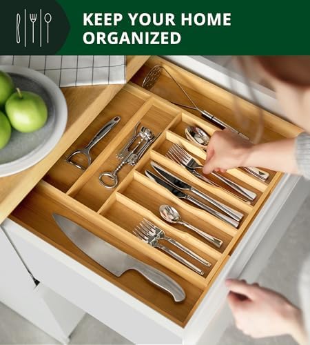 ROYAL CRAFT WOOD Bamboo Silverware Organizer, 9 Slot